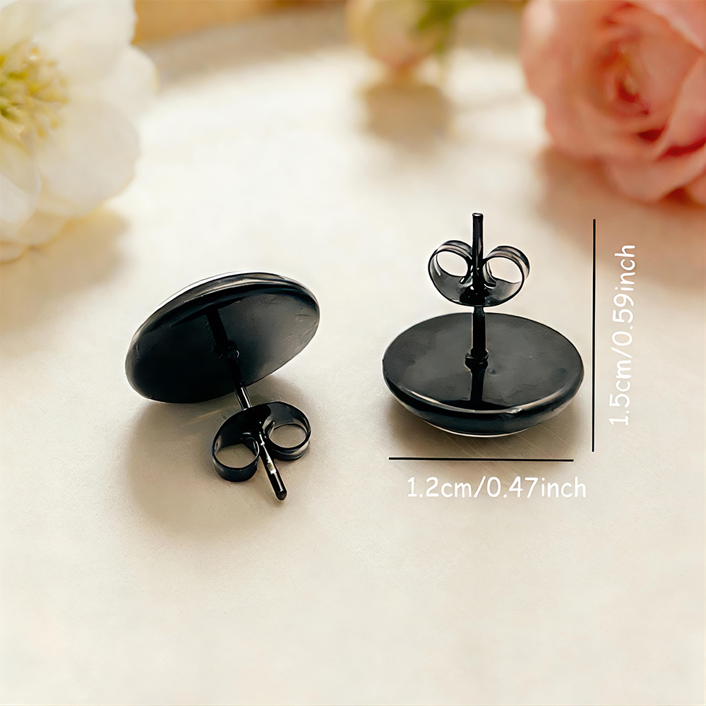Blue Anchor Illustration Round Stud Earrings
